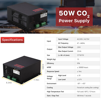 #ad On Sale 110V 50W MYJG CO2 Power Supply for CO2 Engraving Cutting Machine