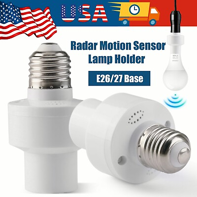 #ad 2Pcs Radar Motion Sensor Light Holder E26 27 Base Lamp Switch Bulb Socket USA