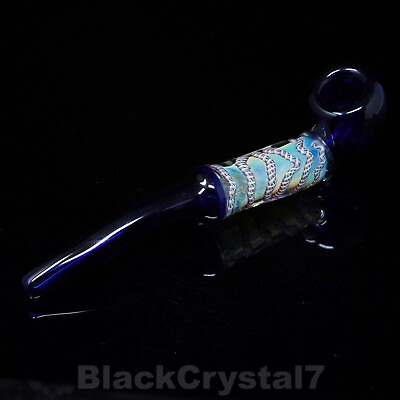 #ad 8 inch Handmade Thick Blue Atomic Sherlock Tobacco Smoking Bowl Glass Pipes