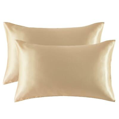 #ad Satin Pillowcase 2 Pack for Hair Skin Silk Pillow Case Queen Size 20x30 inch