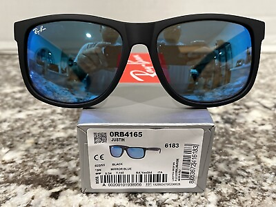 #ad Ray Ban Justin Black Frame Blue Mirror Lens 54 mm Sunglasses RB4165 622 55 54 16 $79.99