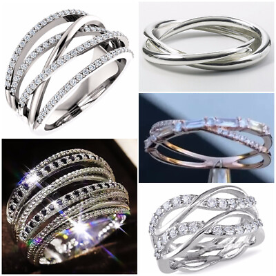 #ad Circle Women Luxury 925 Silver Filled Cubic Zircon Anniversary Jewelry Sz 6 10