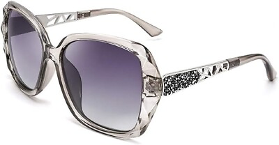 #ad FEISEDY Polarized Women Square Sunglasses Sparkling Composite Shiny Frame B2289 $8.99