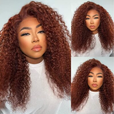 #ad UNice Reddish Brown Curly 3 Bundles Human Hair Weaves Cooper Red Extensions Weft