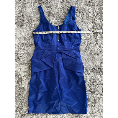 #ad Bcbgeneration Womens Peplum Dress Blue Knee Length Scoop Neck Sleeveless 2 $11.69