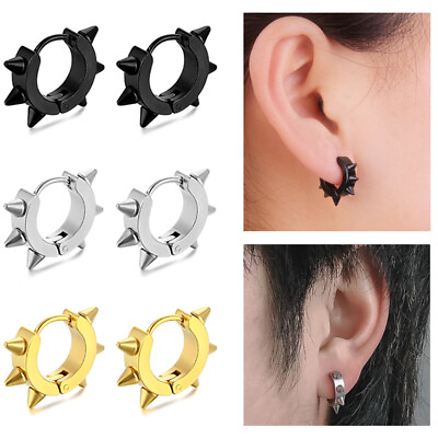 #ad Hoop Earring Stainless Steel Men Women Classic Earrings Punk Gothic Jewelry