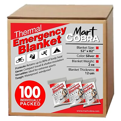 #ad Emergency Blankets for Survival Gear and Equipment x100 Space Blanket Mylar...