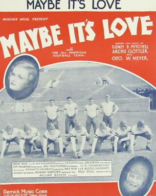 #ad Maybe Its Love Sheet Music The All American Football Team Joe Brown Joan Bennett