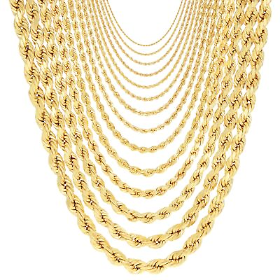 #ad 10K Yellow Gold 1.5mm 10mm Diamond Cut Rope Chain Necklace Mens Women 16quot; 30quot;