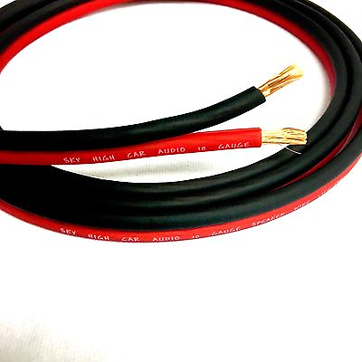 #ad TRUE 10 Gauge RED BLACK AWG By The Foot Sky High Car Audio Speaker Wire Home