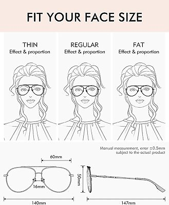 #ad LUENX Aviator Sunglasses for Women Polarized Mirror with Case UV 400 Protectio