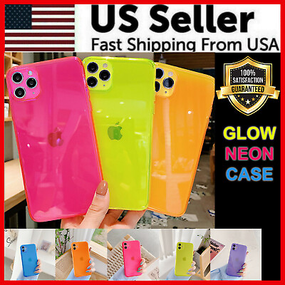 #ad For iPhone 11 7 8 SE Plus XR XS Max Glow Luminous Dynamic Liquid Neon Case Cover