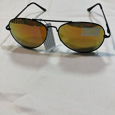 #ad Aviator Polarized Mirror sunglasses metal rims yellow lenses