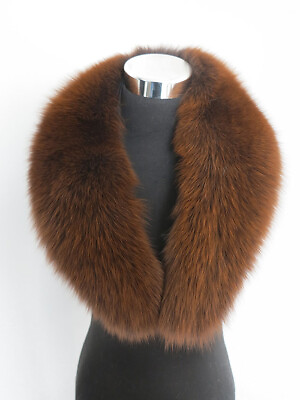 #ad 100% Real fox fur collar neck wrap scarf women jacket collar brown collar 80cm
