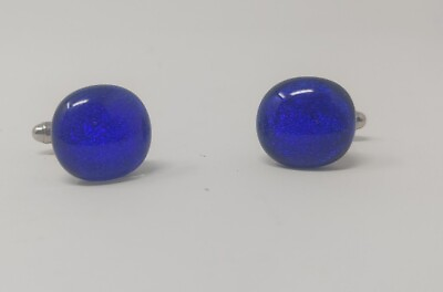 #ad Blue Murano Glass Cufflinks
