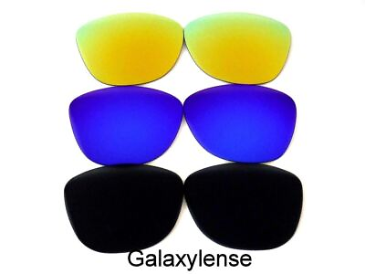 #ad Galaxy Replacement Lenses For Oakley Frogskins Blackamp;Blueamp;Gold Polarized 3PAIR