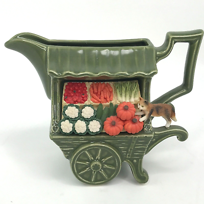 #ad Park Rose Vegetable Farm Cart Cat Creamer Pitcher Bridlington England Kitten