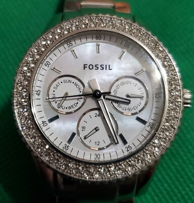 #ad Fossil ES2860 day date 24hr Wrist watch