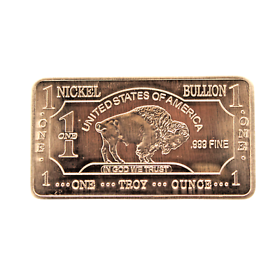 #ad 1 TROY OUNCE OZ .999 Pure Metal Buffalo Nickel Bar Gold Silver American Precious