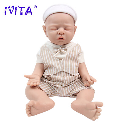 #ad 17quot; IVITA Sleeping Reborn Baby Doll Newborn Full Floppy Silicone Vivid Doll