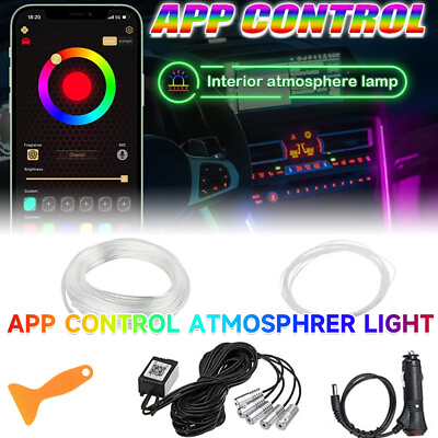 #ad 6M Car RGB Interior Ambient LED Strip Light APP Music Control Atmosphere Lamps