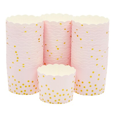 #ad 50 Pack Pink Cupcake Liners for Muffins Large Paper Baking Cups 2.2 in