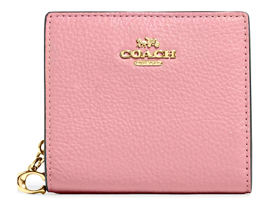 #ad 💕Coach Snap Wallet True Pink SV Pebbled Leather w C charm NWT C2862