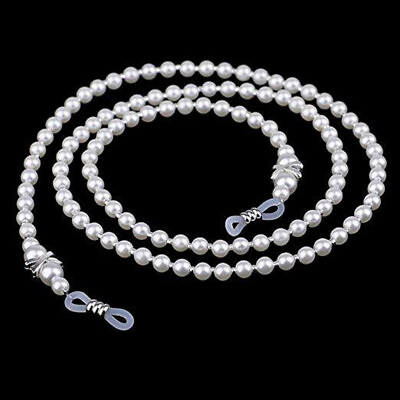 #ad 2PCS Pearl Eyeglass Chain with Silicone Loop Lanyard Strap