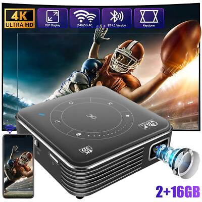 #ad DLP Lumens Android 3D 216GB 1080P Home Theater Projector 4K WIFI Wireless Gray