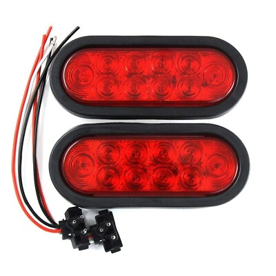 #ad Red Trailer Truck LED Sealed RED 6quot; Oval Stop Turn Tail Light Marine Waterproof