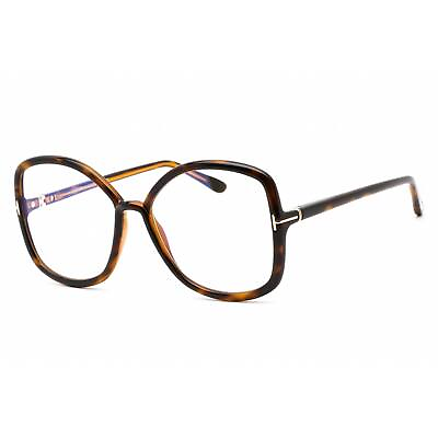 #ad Tom Ford Women#x27;s Eyeglasses Full Rim Oversized Dark Havana Frame FT5845 B 052