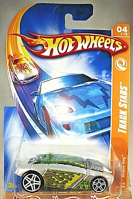 #ad 2008 Hot Wheels #104 Track Stars 4 12 ROGUE HOG Silver w White Pr5 Spoke Wheels