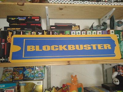 #ad BlockBuster Sign 6quot; x 24quot; Aluminium retail display Block Buster Video Games