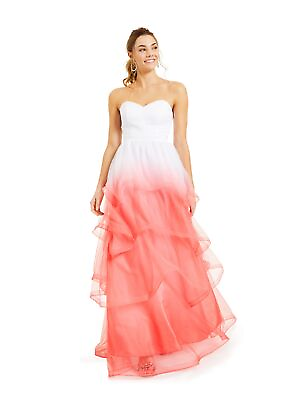 #ad CRYSTAL DOLLS Womens Ombre Strapless Full Length Formal Fit Flare Dress