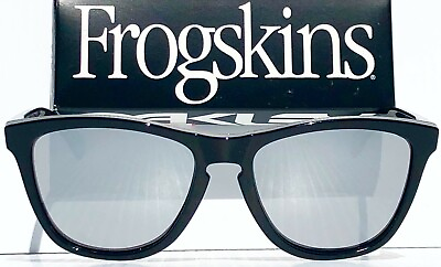 #ad NEW* Oakley Frogskins Black polished w POLARIZED Galaxy Mirror Sunglass 9013