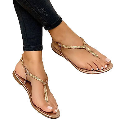 #ad Beach Sandals Strappy Lightweight Strappy Flat Anti Skid Sandals Summer