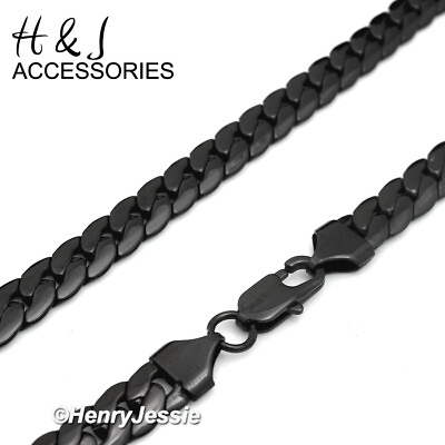 #ad 16 40quot;MEN Stainless Steel 4mm Black Plated Miami Cuban Curb Chain Necklace*BN155