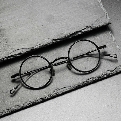 #ad 41mm Titanium Acetate Glasses Frames Round Eyeglasses Frames Demo Lens C