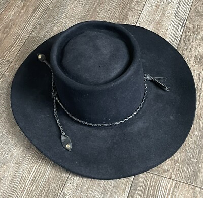 #ad American Hat Company 5x Leather Black Cowboy Hat Tassel Texas USA Rodeo 6 3 4