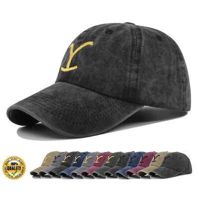 #ad Mens Baseball Cap Yellowstone Washed Adjustable Hat Cotton Baseball Hat Hip Hop $12.99
