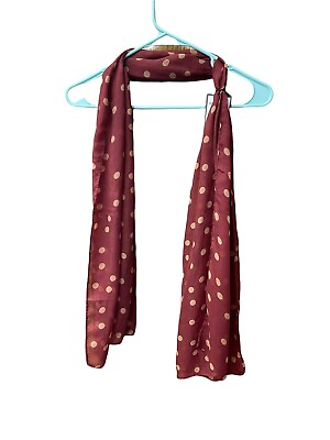 #ad NWT Unbranded Women#x27;s Fashion Scarf Maroon With Classic Polka Dot Print