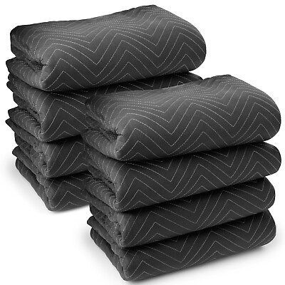 #ad 8 Moving Blankets Furniture Pads Ultra Thick Pro 80quot; x 72quot; Black