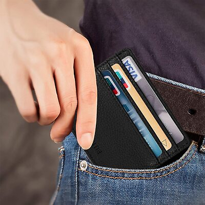 #ad Men Women Leather Slim Wallet Credit Card Holder ID Window Front Pocket Purse US