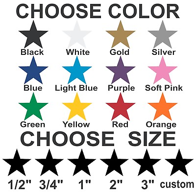 #ad Star stickers Pick your size and color Removable indoor Matte vinyl wall decals.