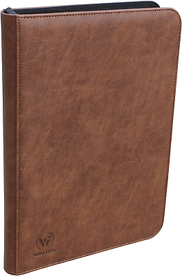 #ad WINTRA 504 Pockets Classical Brown leather Card Binder Premium 9 Pocket Trading