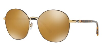#ad Burberry BE3094 11452O Sunglasses Light Gold Dark Brown Polarized Mirror Lens 56
