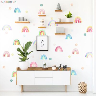 #ad Colorful Rainbow Wall Stickers Nursery Bedroom Decoration Modern PVC Sticker