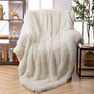 #ad Shaggy Faux Fur Blanket Plush Fuzzy Bed Throw Washable Cozy Sherpa Blanket