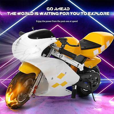 #ad 20Mph Gas Power Mini Bike Chopper 49cc 2 Stroke Bike Motorcycle Scooter Yellow