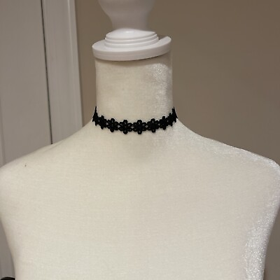 #ad Black Retro Gothic Lolita Style Lace Flower Collar Choker Necklace